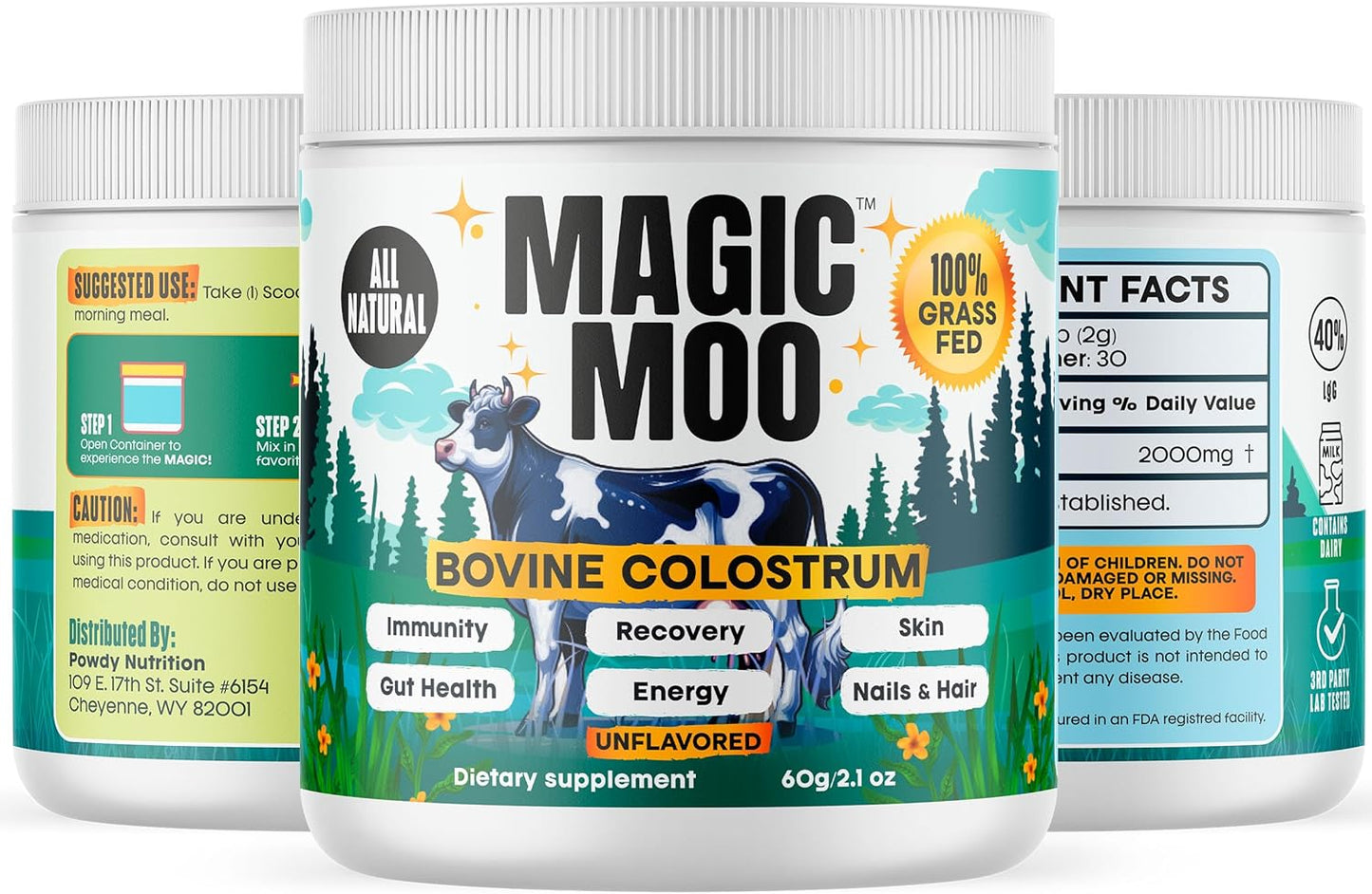 Premium Grass-Fed Bovine Colostrum Powder for Immune & Gut Health Support - Energy, Recovery, Hair, Skin, Nails - 100% Natural, Unflavored - 60g