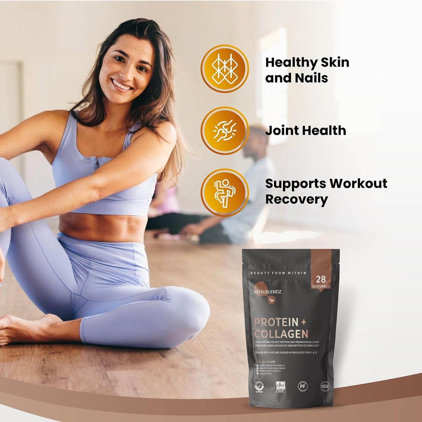 Premium Hydrolyzed Collagen Powder for Skin, Hair, Nails, and Joints - Unflavored Protein Supplement for Men and Women - 20.8oz
