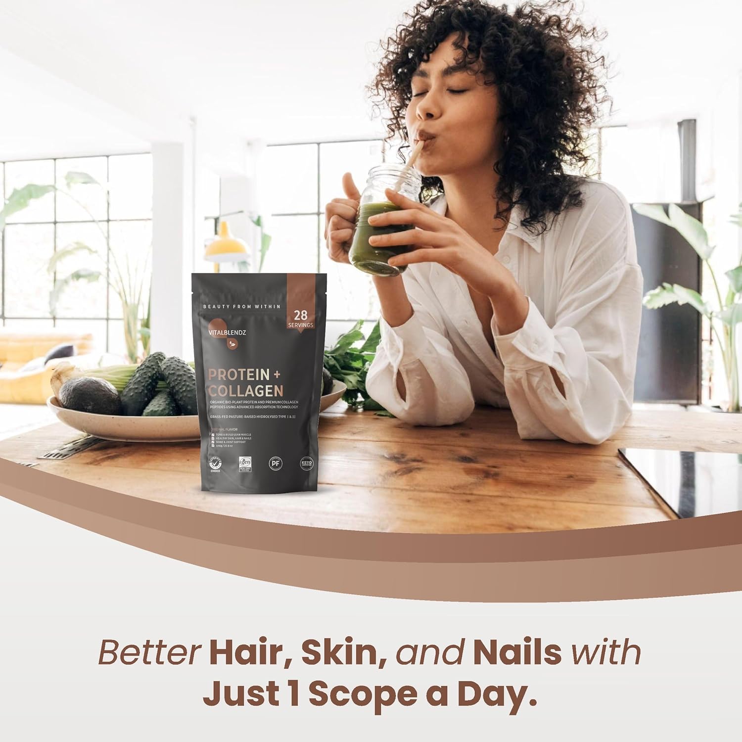 Premium Hydrolyzed Collagen Powder for Skin, Hair, Nails, and Joints - Unflavored Protein Supplement for Men and Women - 20.8oz