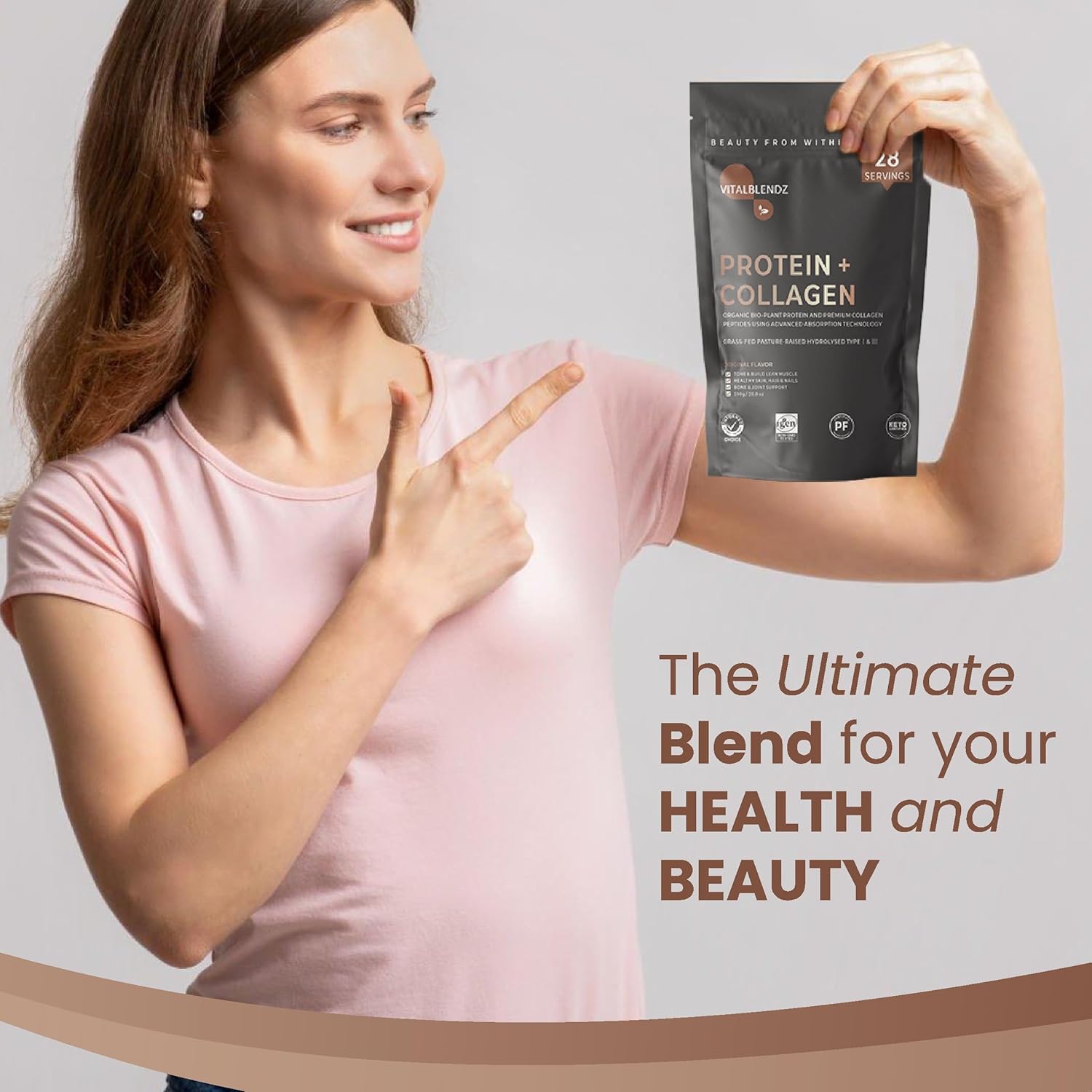 Premium Hydrolyzed Collagen Powder for Skin, Hair, Nails, and Joints - Unflavored Protein Supplement for Men and Women - 20.8oz