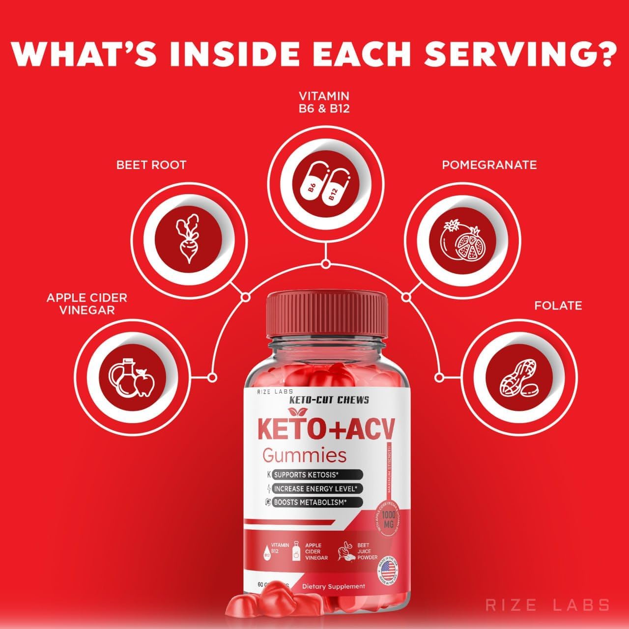 Premium Keto-Cut Chews with ACV for Advanced  Slimming Formula  - Maximum Strength Keto + ACV Gummies - 60 Count