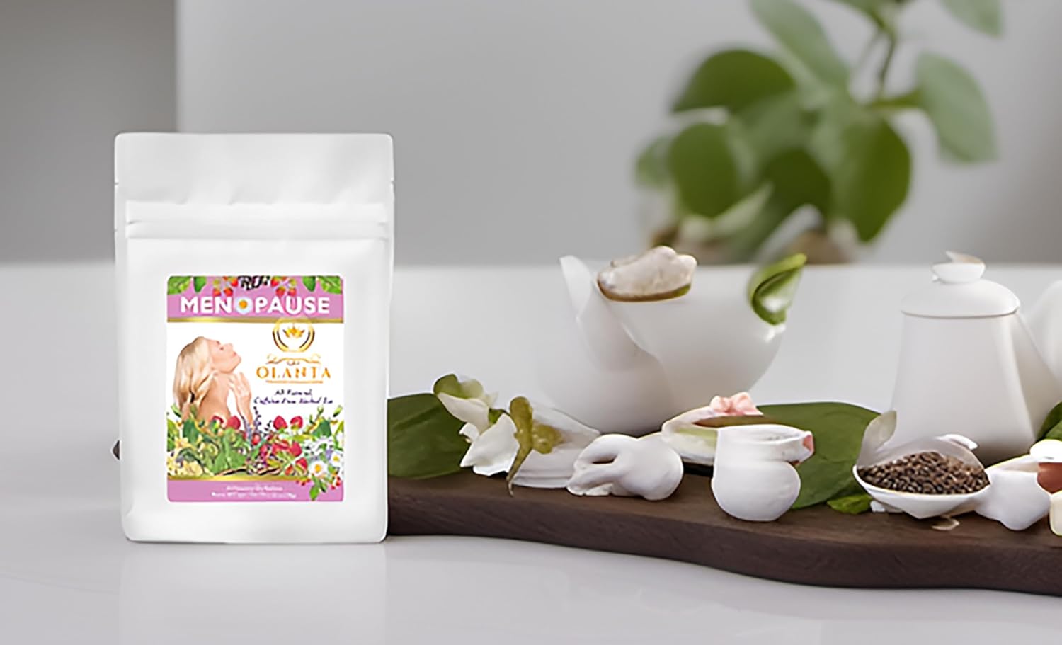 Premium Menopause Relief Tea with Ashwagandha, Lemongrass, Rooibos - Night Sweats, Hot Flashes, Immune Booster - 20 Tea Sachets