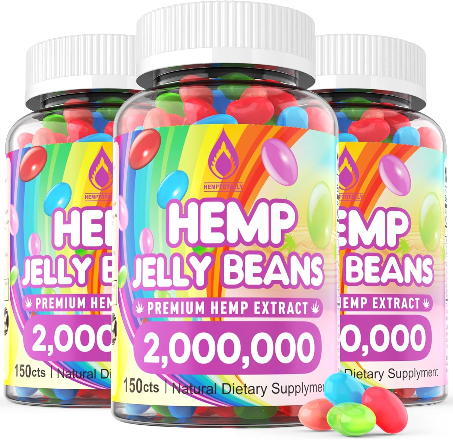 Premium metabolism booster Jelly Beans (3 Packs, 450 ct) - 2,000,000mg Stress & Anxiety Supplement for Inflammation, Sleep, Mood Boost