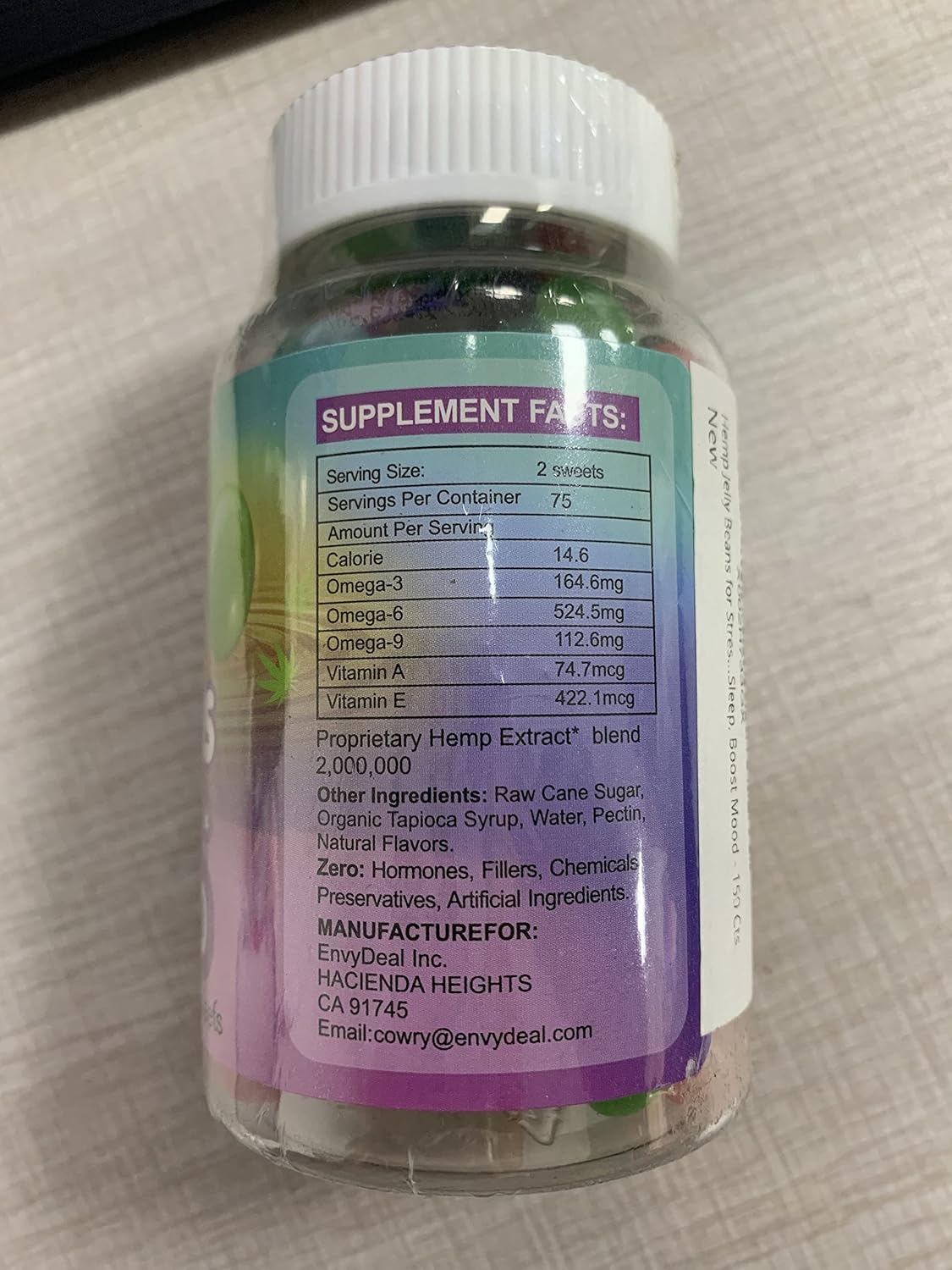 Premium metabolism booster Jelly Beans (3 Packs, 450 ct) - 2,000,000mg Stress & Anxiety Supplement for Inflammation, Sleep, Mood Boost