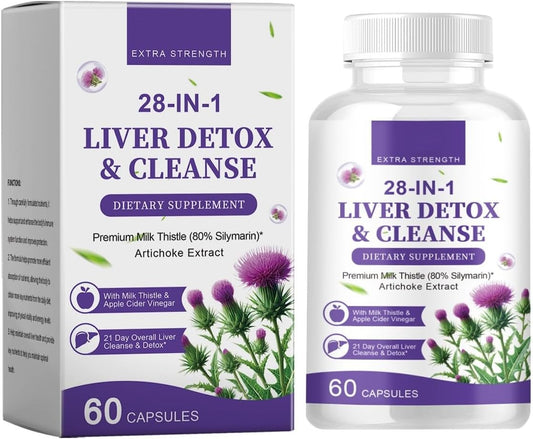 Premium Milk Thistle Complex Dietary Supplement for Liver Function - 60 Tablets, 80% Silymarin Flavonoids, Liver Cleansing Support