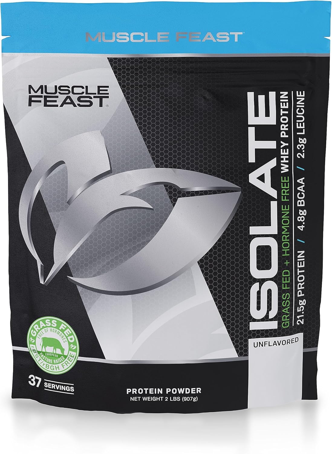 Premium Muscle Feast Isolate & Creatine Bundle - Whey Protein Isolate (Unflavored, 2lb) + Creatine Powder (Unflavored, 300g) - Vegetarian & Gluten Free