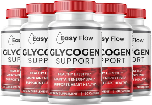 Premium Natural Glycogen Support Capsules (300 ct) - EasyFlow Formula for Clean Blood Vessels - 5 Pack Easy Flow Glyco Optimizer Formula