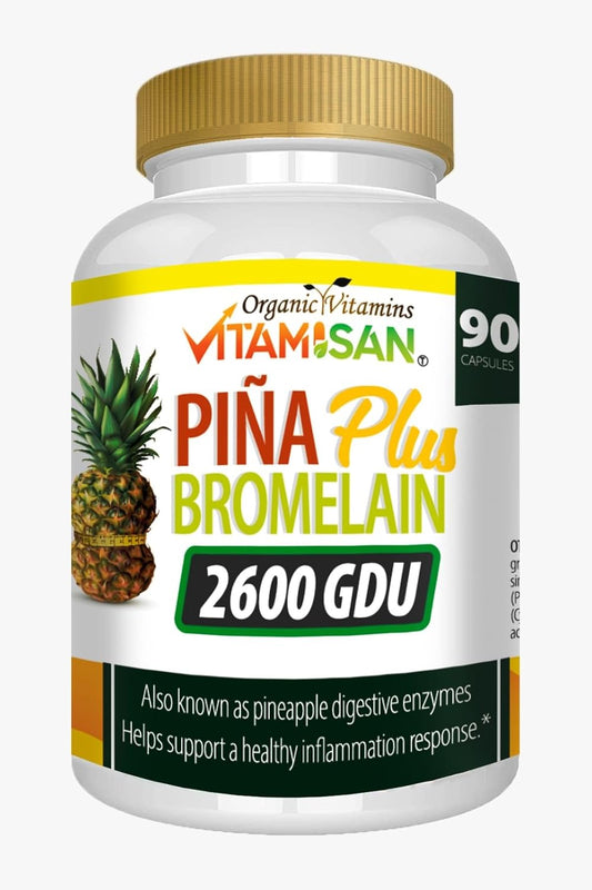 Premium Non-GMO Bromelain Supplement Enzymes from Fresh Pineapple - 90 Capsules by VITAMISAN