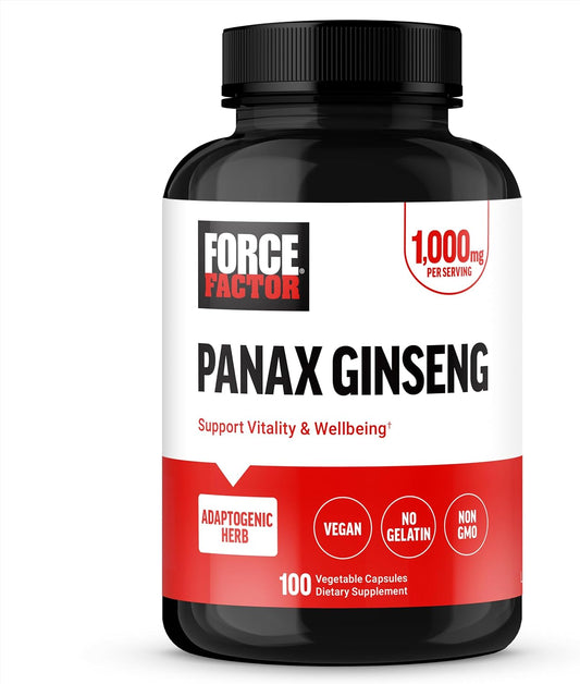 Premium Non-GMO Panax Ginseng Supplement for Energy, Clarity, and Well Being - 100 Vegan Capsules