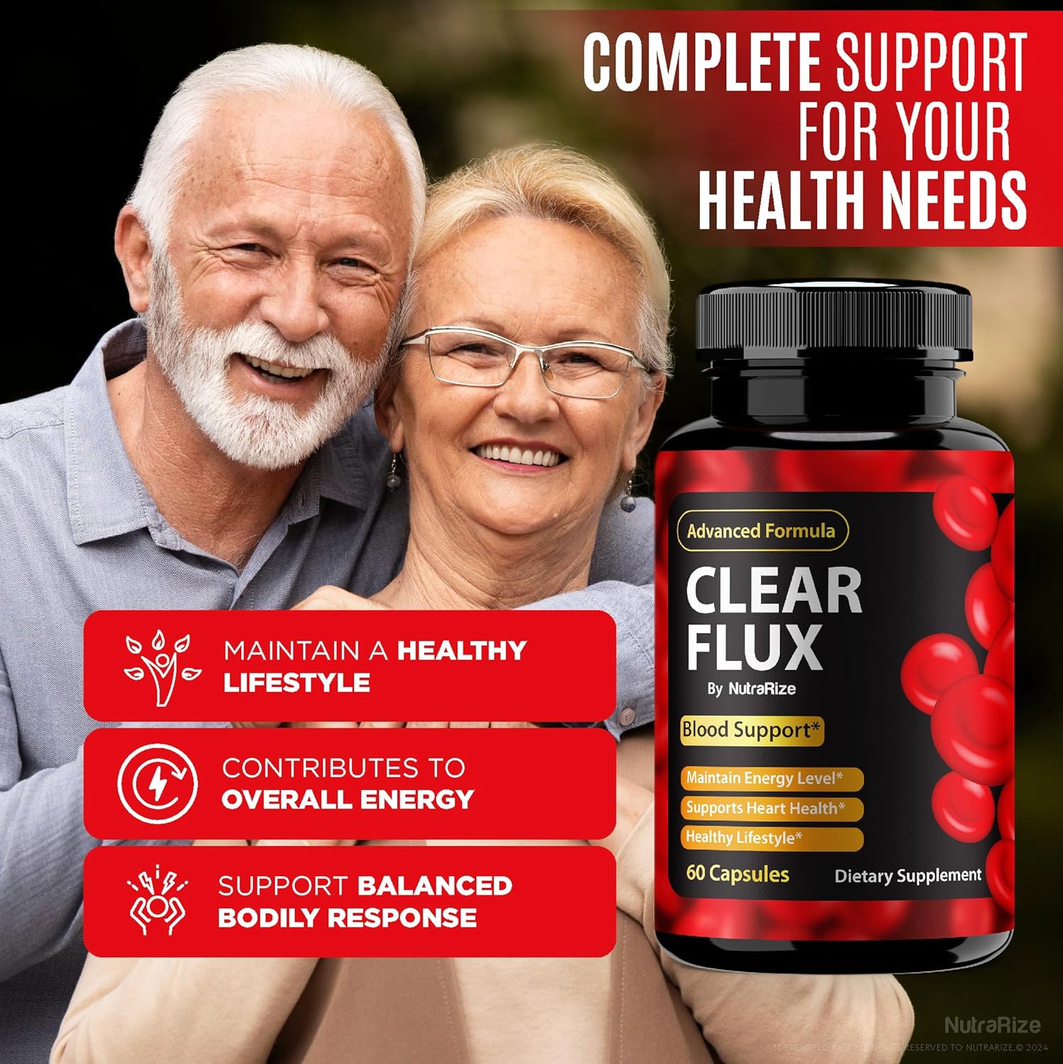 Premium NutraRize Clear Flux Capsules - 5 Pack Blood Vessel Cleaner for Healthy Circulation - Natural Support with 300 Capsules