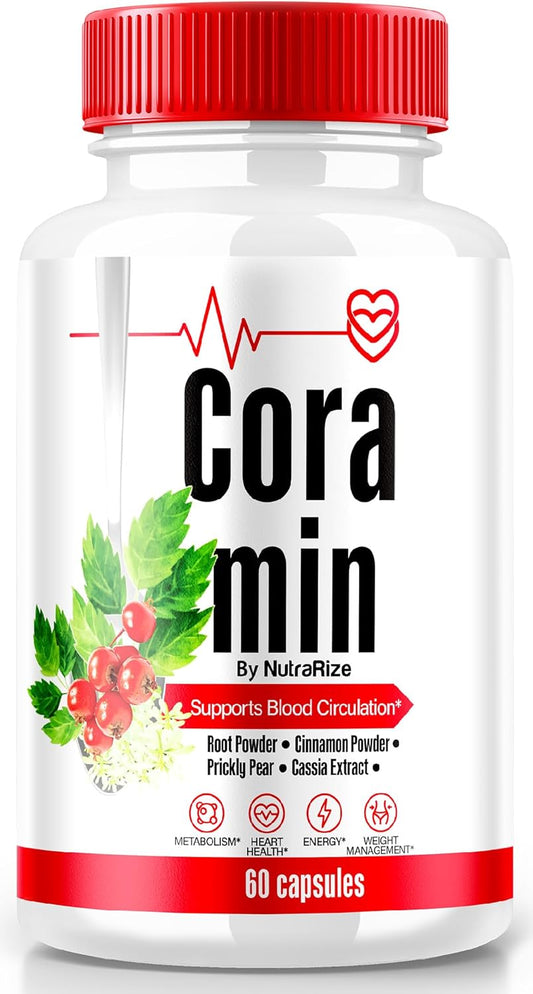 Premium NutraRize Coramin Capsules - All-Natural Maximum Strength Supplement for Healthy Blood Flow - 60 Capsules