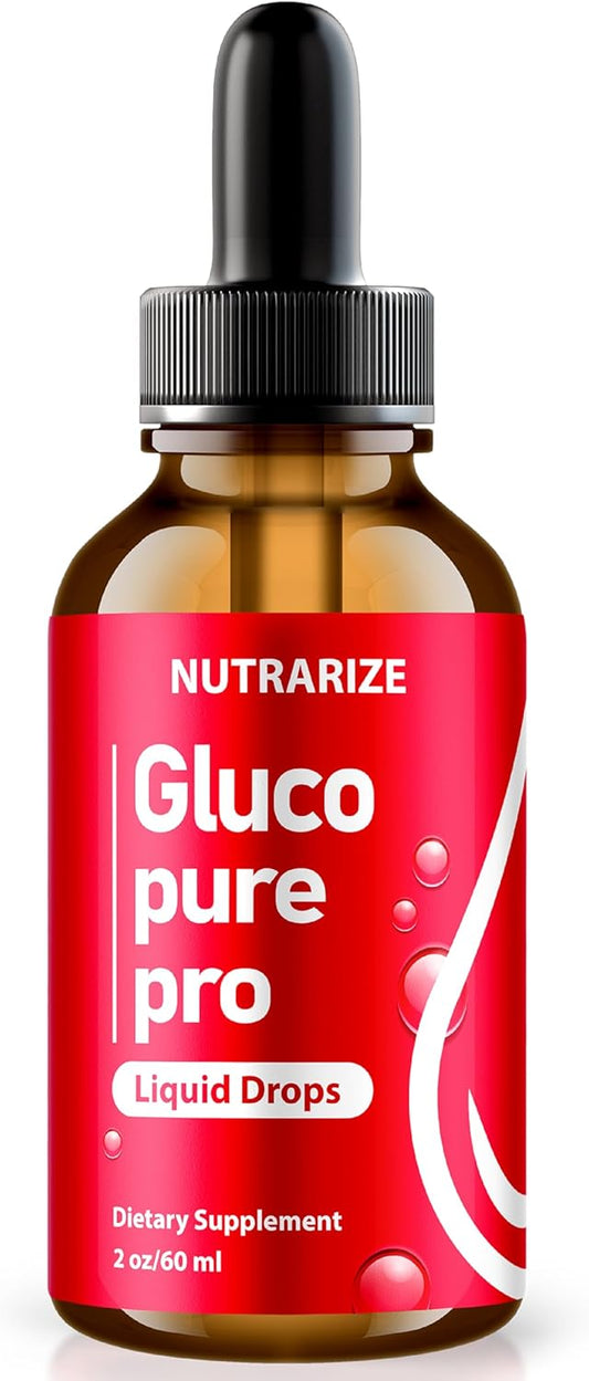 Premium NutraRize Glucopure Drops - Support Healthy Blood Levels - Blood Supplement for Wellness - Gluco Pure Review (30 Servings)