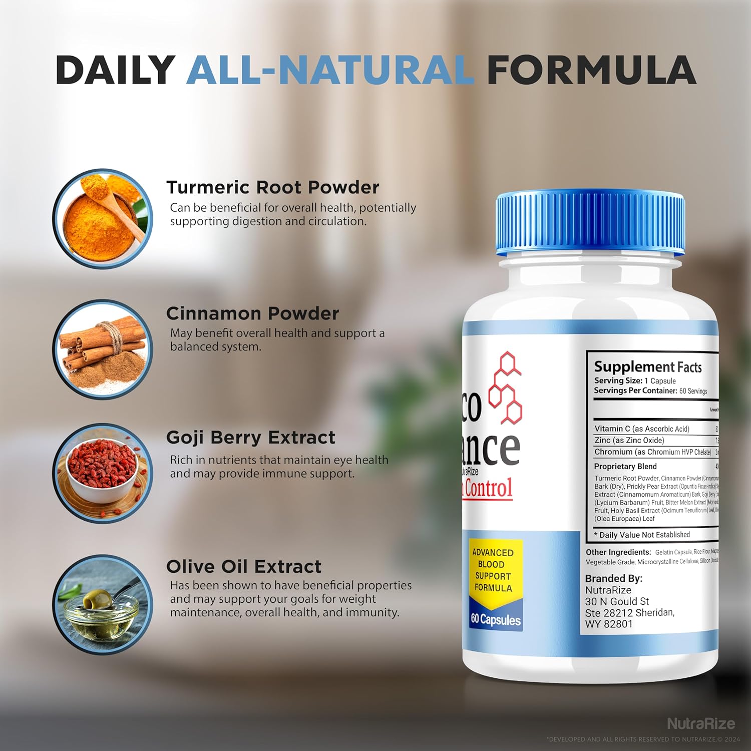 Premium NutraRize Glyco Balance Capsules - Natural Glycogen Support for Overall Health - 60 Pills