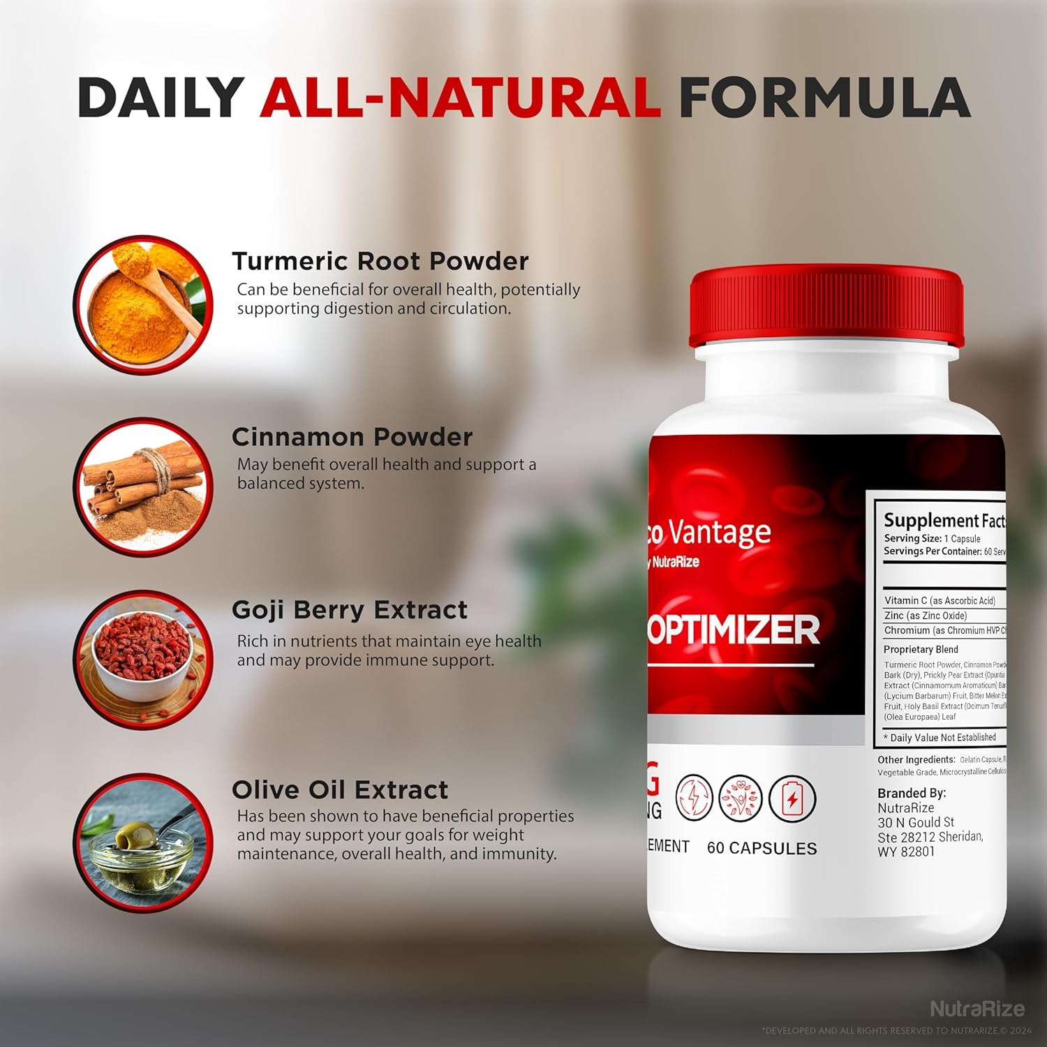 Premium NutraRize GlycoVantage Capsules for Healthy Glyco Optimization - All Natural Supplement for Stable Levels - Official Review (60 Capsules)