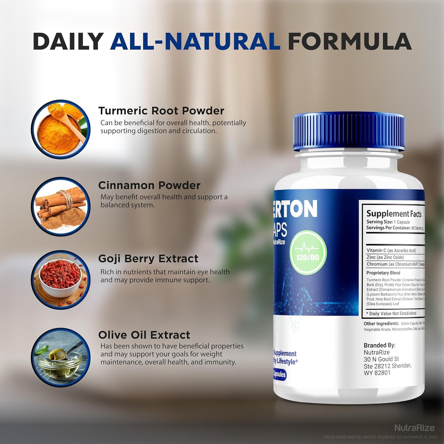 Premium NutraRize Hyperton Capsules: Natural Blood Vessel Cleaner Supplement for Health & Wellness (60 Capsules)