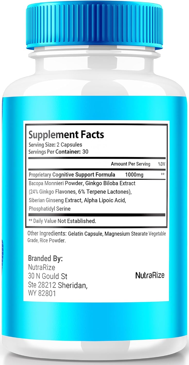 Premium NutraRize Memoria Capsules - All Natural Supplement for Cognitive Health, Memory, and Focus - 60 Capsules - Reviews & Benefits