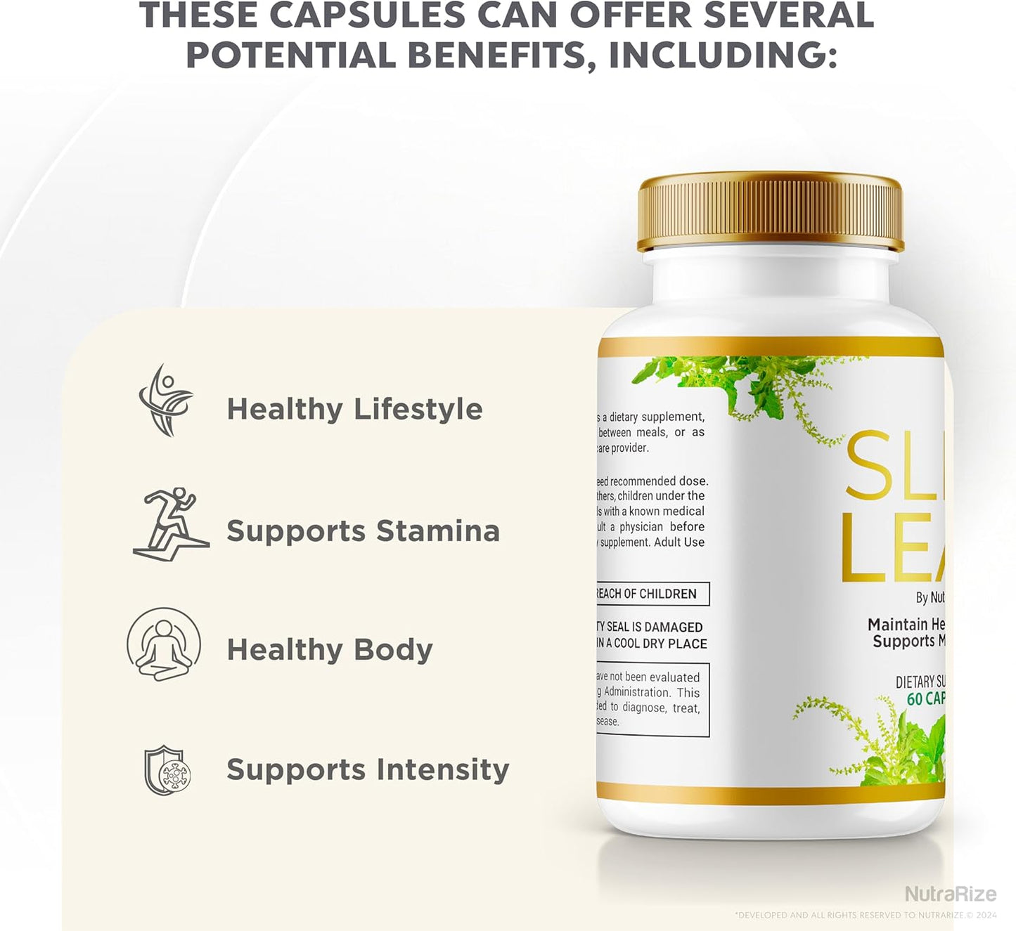 Premium NutraRize Slim Leaf Keto Capsules for Daily Energy and Fitness Support - Ultra-Pure Formula for Slim Leaf Detox and Cleanse - 60 Capsules for a Premium Keto Lifestyle