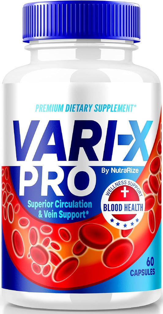 Premium NutraRize Vari-X Pro Blood Support Supplement - All Natural Formula for Healthy Levels & Overall Health - Varix Pro Pills - 60 Capsules