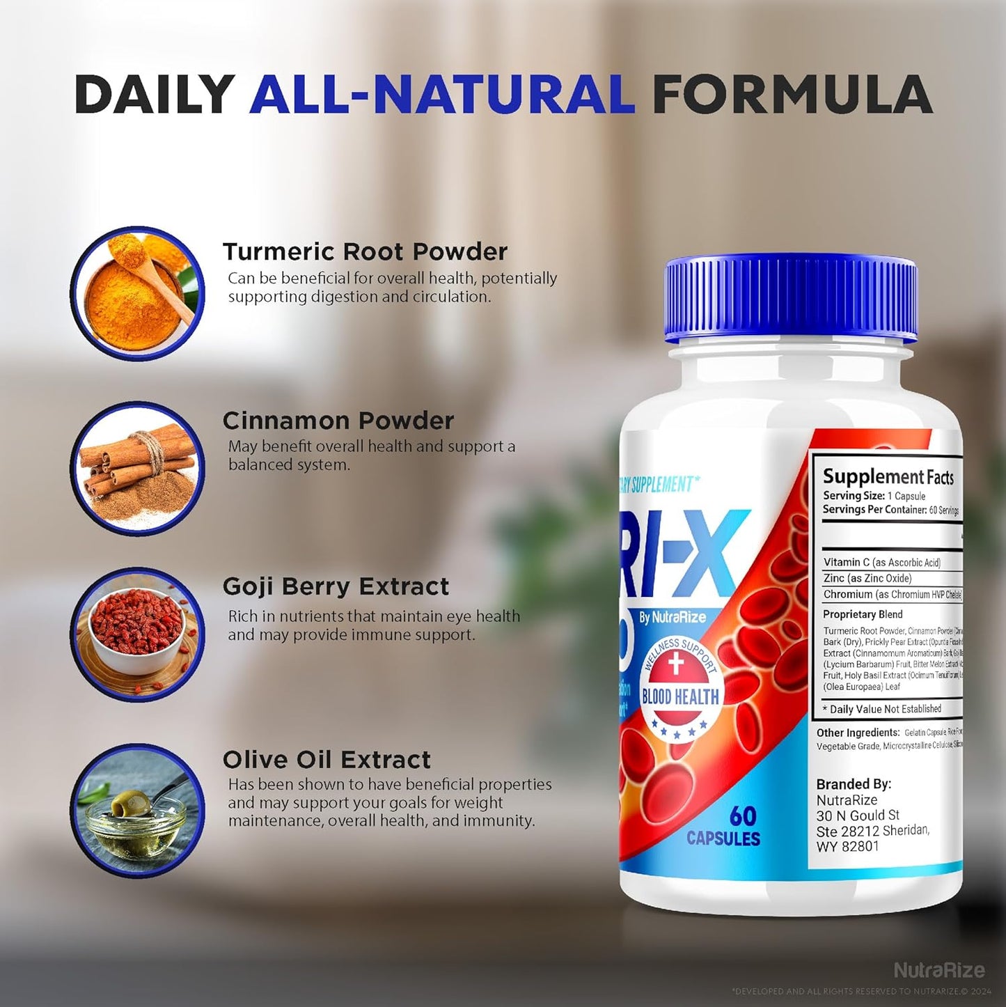 Premium NutraRize Vari-X Pro Blood Support Supplement - All Natural Formula for Healthy Levels & Overall Health - Varix Pro Pills - 60 Capsules