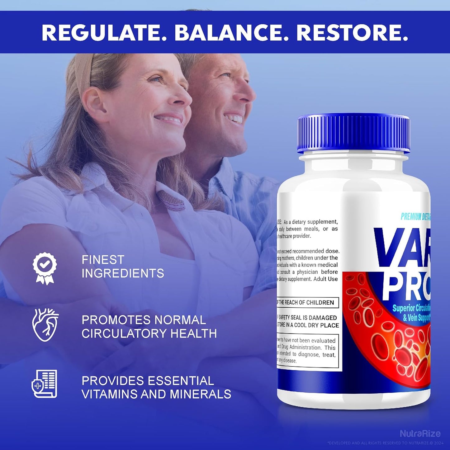 Premium NutraRize Vari-X Pro Blood Support Supplement - All Natural Formula for Healthy Levels & Overall Health - Varix Pro Pills - 60 Capsules