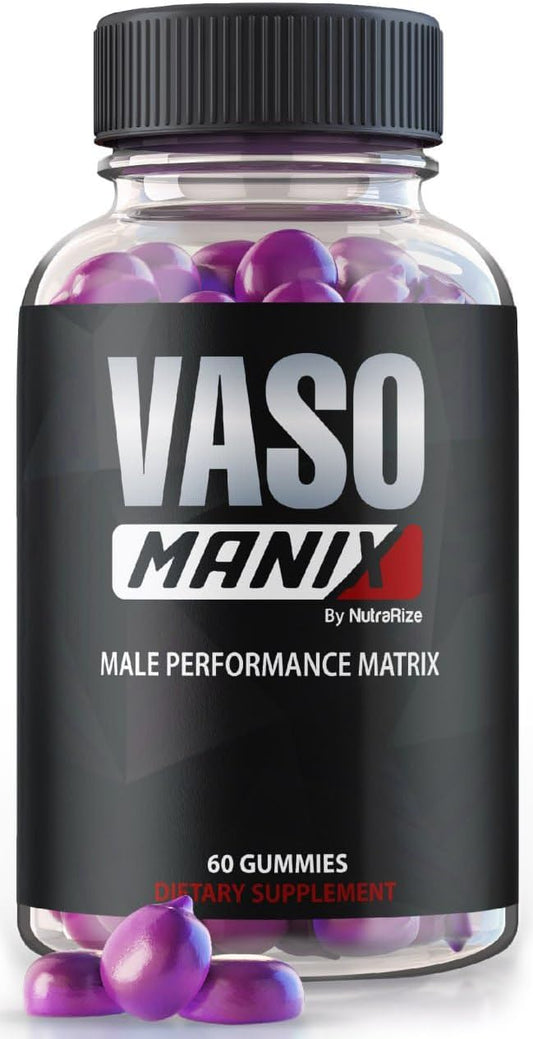 Premium NutraRize VasoManix Gummies for Men - All Natural Male Supplement to Boost Performance, Confidence, and Health - Official Reviews - 60 Gummies