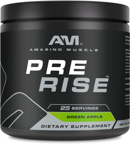 Premium Pre-Workout Powder with Caffeine & Beta-Alanine for Men & Women - 25 Servings, Green Apple Flavor