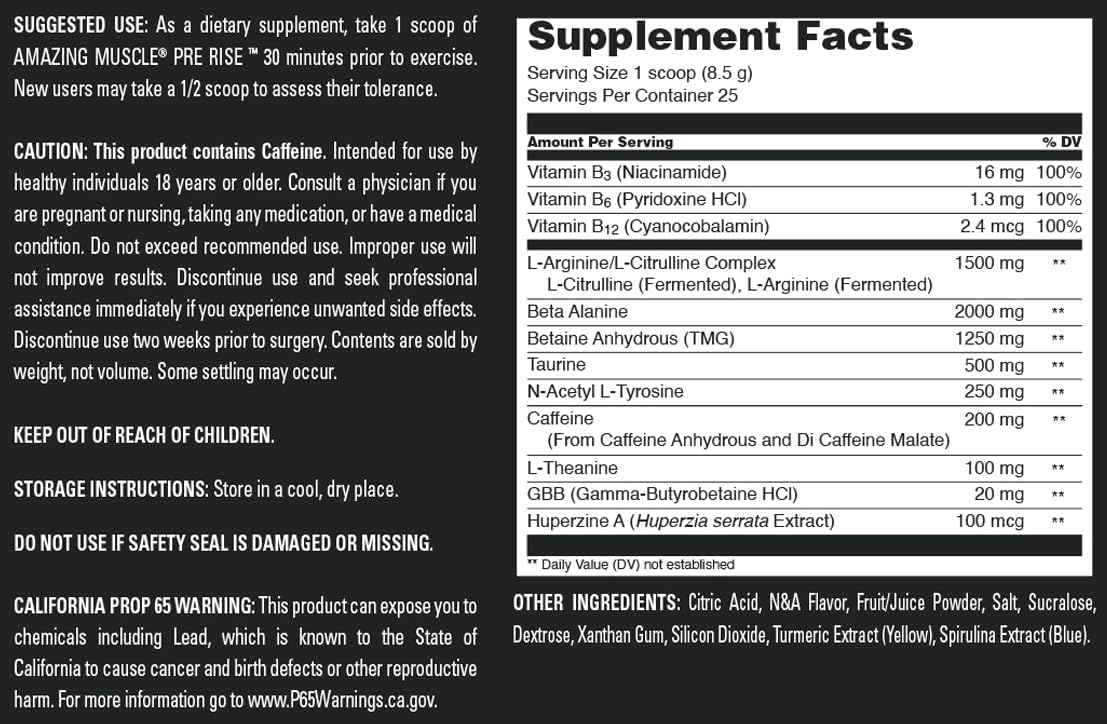 Premium Pre-Workout Powder with Caffeine & Beta-Alanine for Men & Women - 25 Servings, Green Apple Flavor