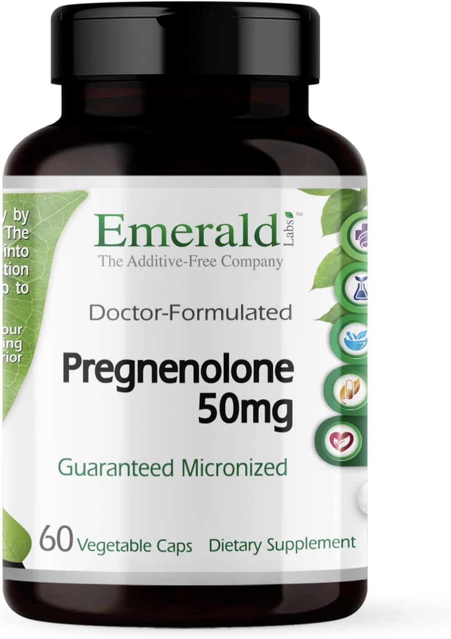 Premium Pregnenolone 50mg Supplement for Brain Health, Immune Support & Hormonal Balance - Gluten-Free - 60 Capsules