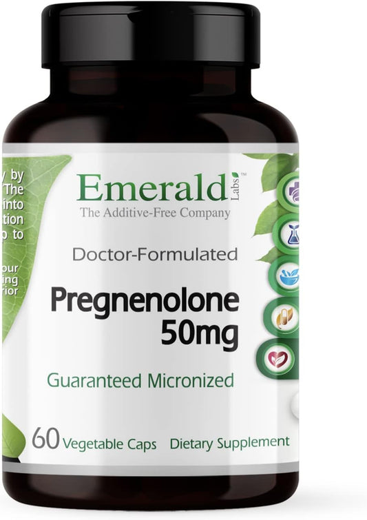 Premium Pregnenolone 50mg Supplement for Brain Health, Immune Support & Hormonal Balance - Gluten-Free - 60 Capsules