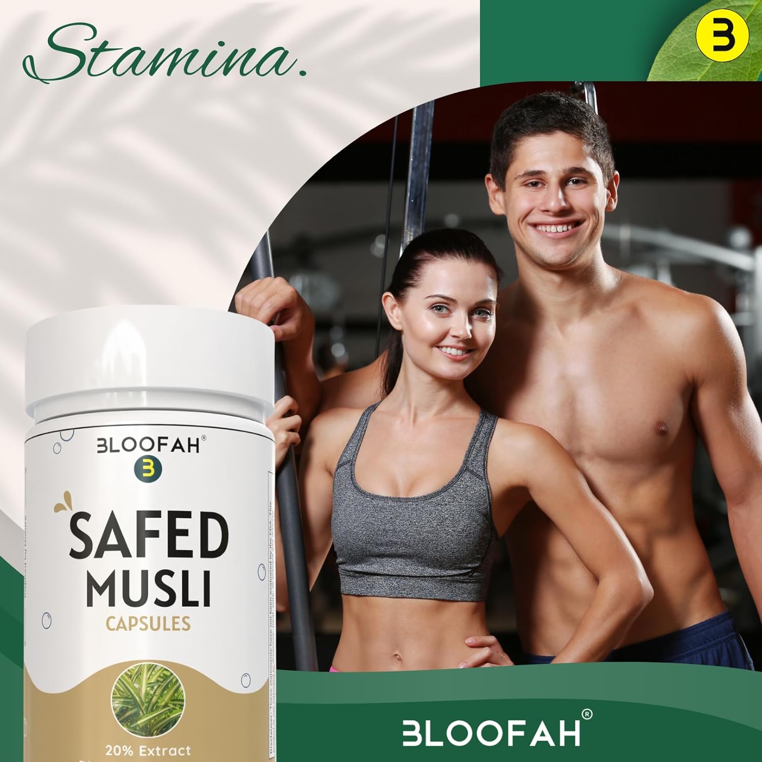 Premium Quality Bloofah Safed Musli Capsules 500mg | 20% Extract Powder | Herbal Supplement with Chlorophytum borivilianum | Non-GMO & Gluten-Free | Enhanced Purity & Potency | 60 Count Pack