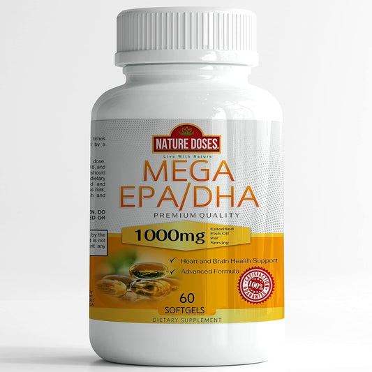 Premium Quality Fish Oil Supplement with EPA & DHA for Heart & Brain Health - 60 Softgels, Non-GMO, 60 Servings