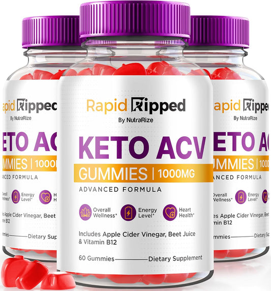 Premium Rapid Charge Keto ACV Gummies (5 Pack) for  Slimming Formula  - All Natural Apple Cider Vinegar Formula with Keto Support - 300 Gummies