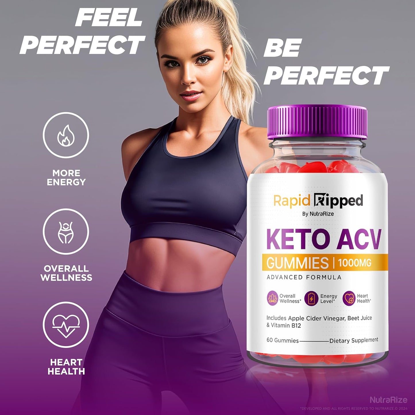 Premium Rapid Charge Keto ACV Gummies (5 Pack) for  Slimming Formula  - All Natural Apple Cider Vinegar Formula with Keto Support - 300 Gummies