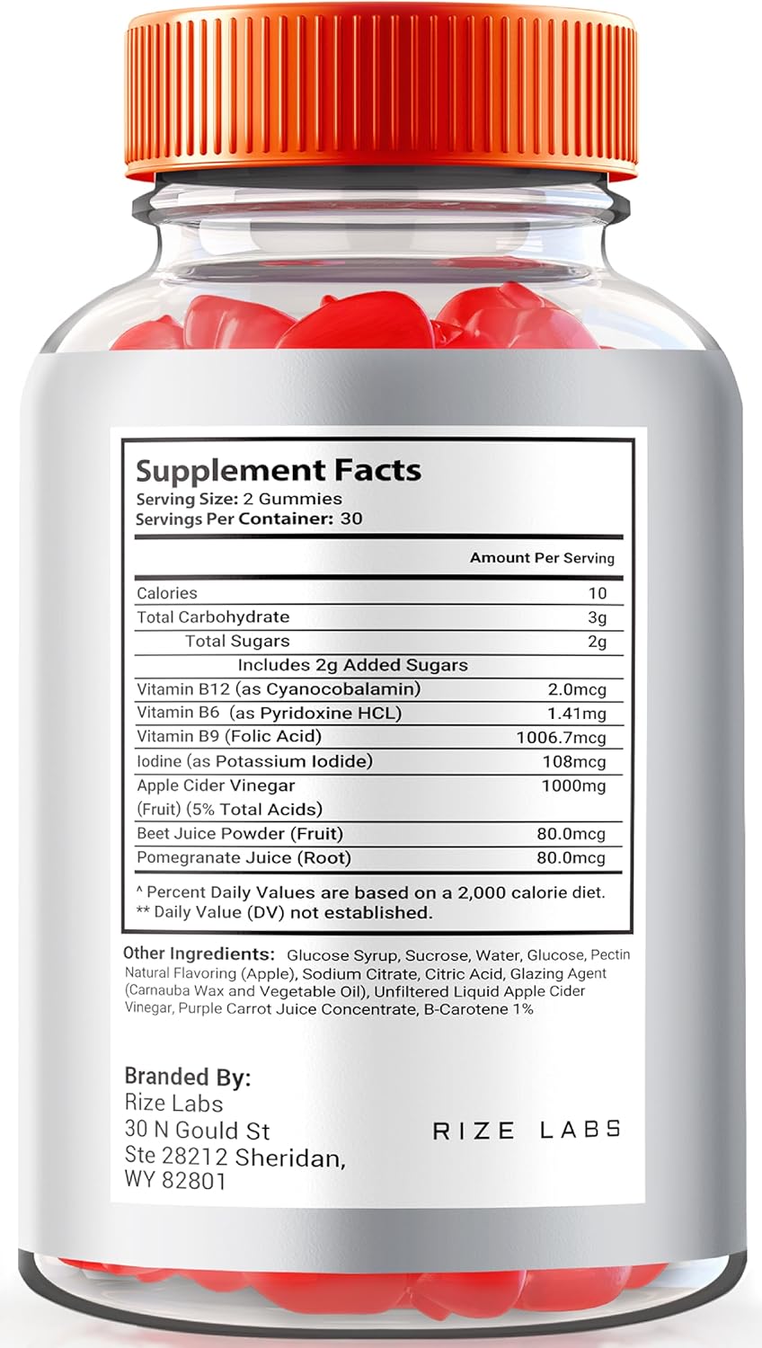 Premium Rize Labs Apple Cider Vinegar Gummies for Advanced  Slimming Formula  - All Natural Keto Supplement (60 Gummies)