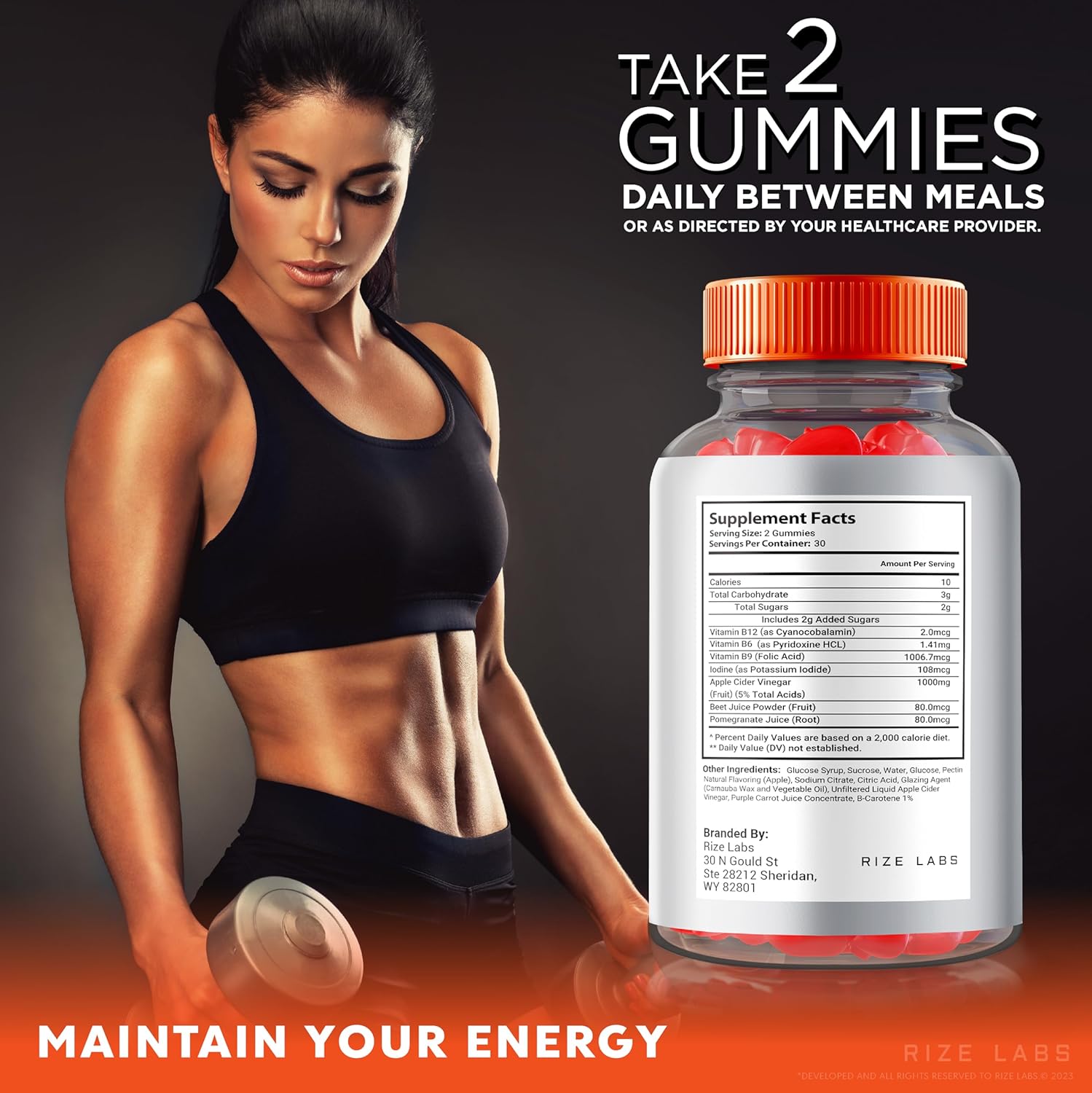 Premium Rize Labs Apple Cider Vinegar Gummies for Advanced  Slimming Formula  - All Natural Keto Supplement (60 Gummies)