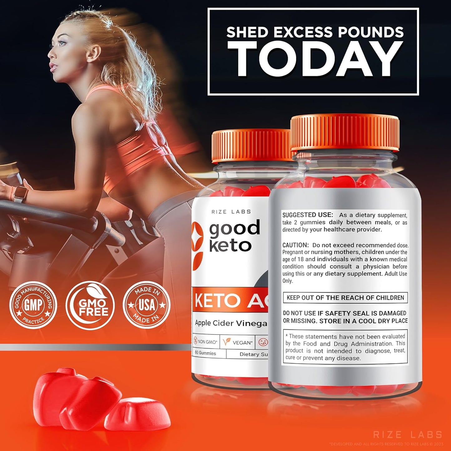 Premium Rize Labs Apple Cider Vinegar Gummies for Advanced  Slimming Formula  - All Natural Keto Supplement (60 Gummies)