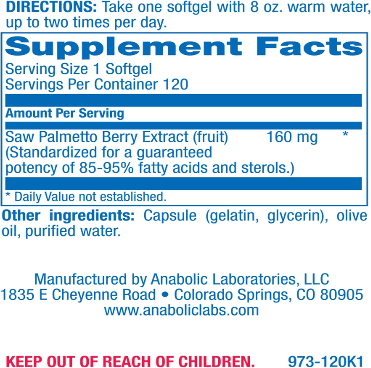 Premium Saw Palmetto Supplement for Men - 160mg Saw Palmetto Berry Extract for Hair Loss, Prostate & Urinary Health