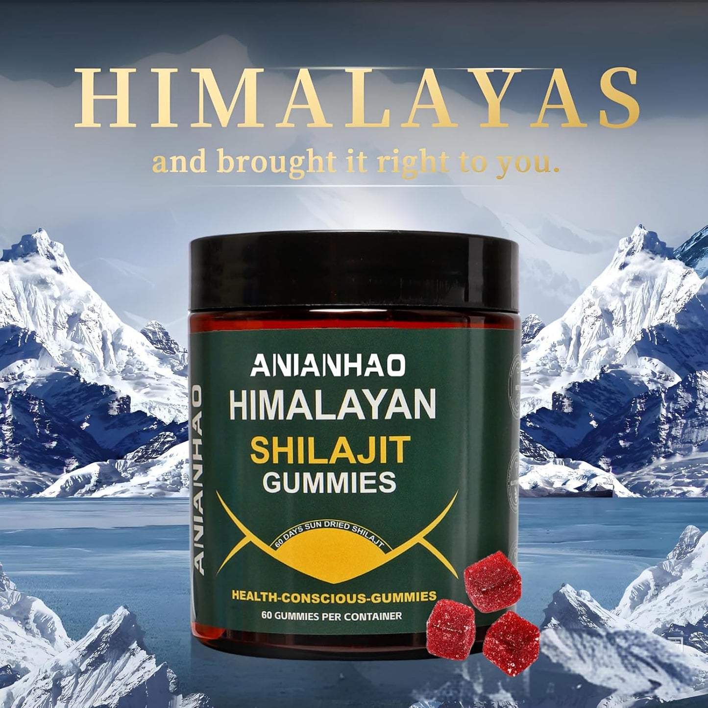 Premium Shilajit Gummies with PrimaVie for Energy & Focus - 120 Count
