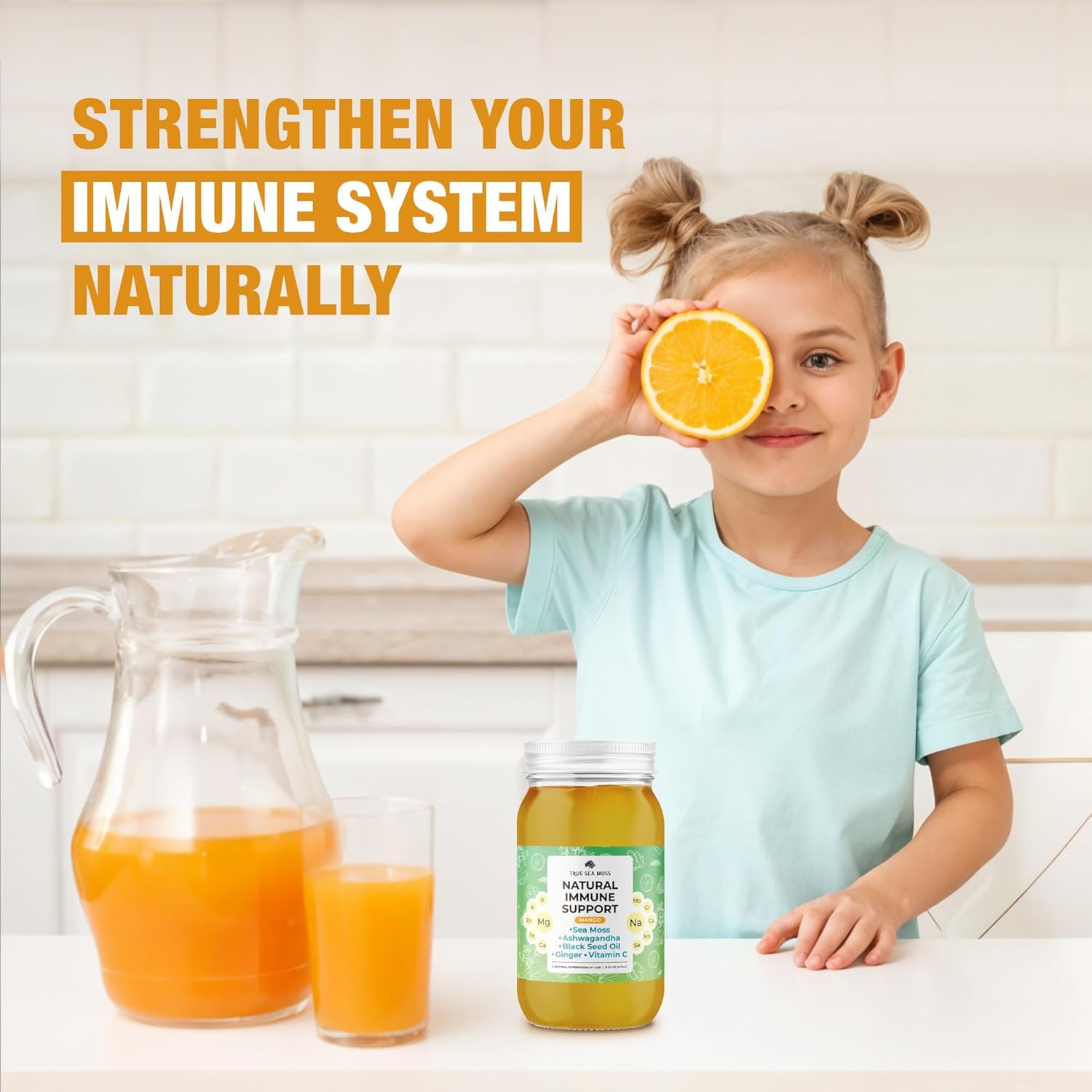Premium TrueSeaMoss Gel with Immune Support and 5+ Fruit Flavors - Vegan-Friendly Vitamin Supplement with Sea Moss, Potassium, and Rich Minerals - Made in USA - Mango Flavor - 1 Pack