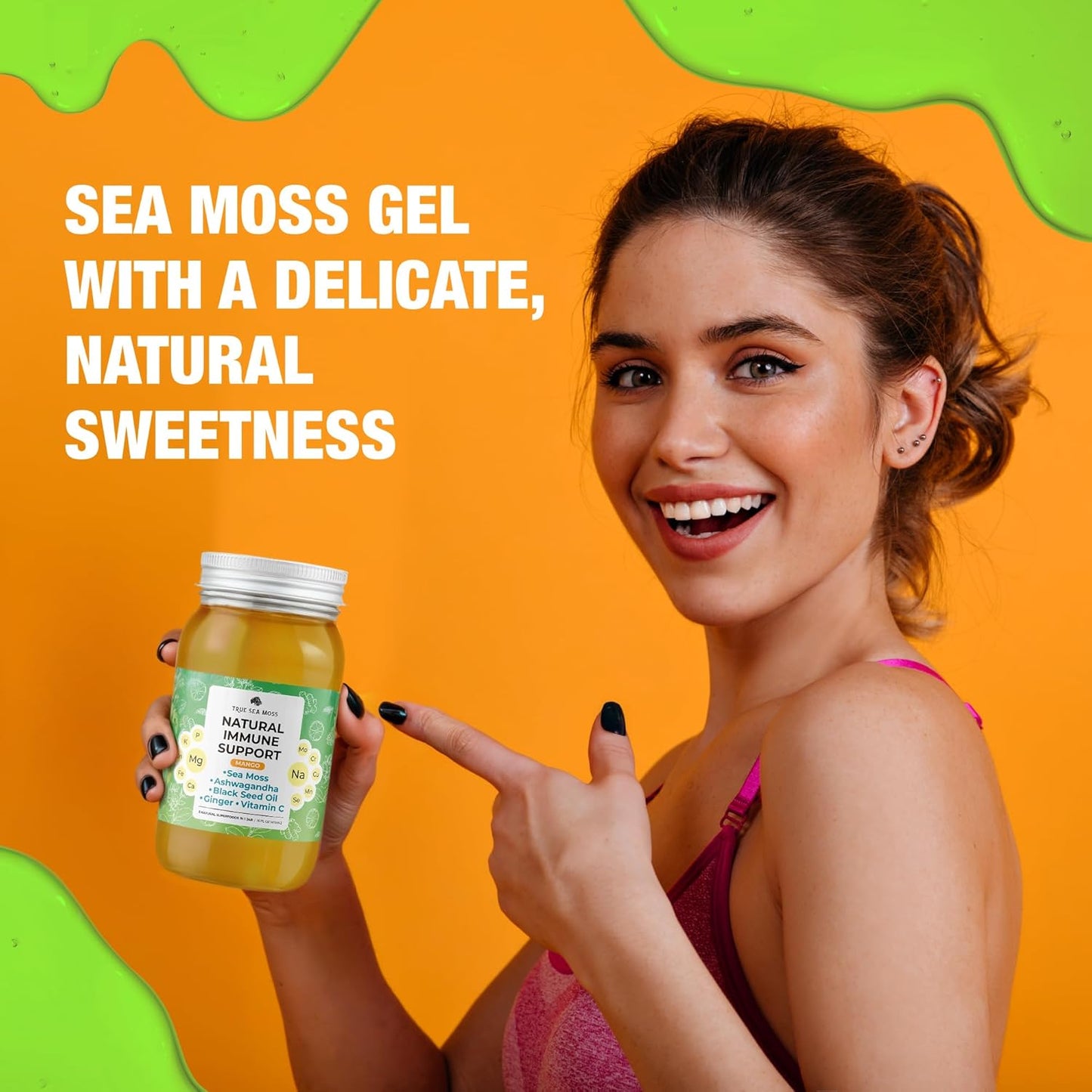 Premium TrueSeaMoss Gel with Immune Support and 5+ Fruit Flavors - Vegan-Friendly Vitamin Supplement with Sea Moss, Potassium, and Rich Minerals - Made in USA - Mango Flavor - 1 Pack