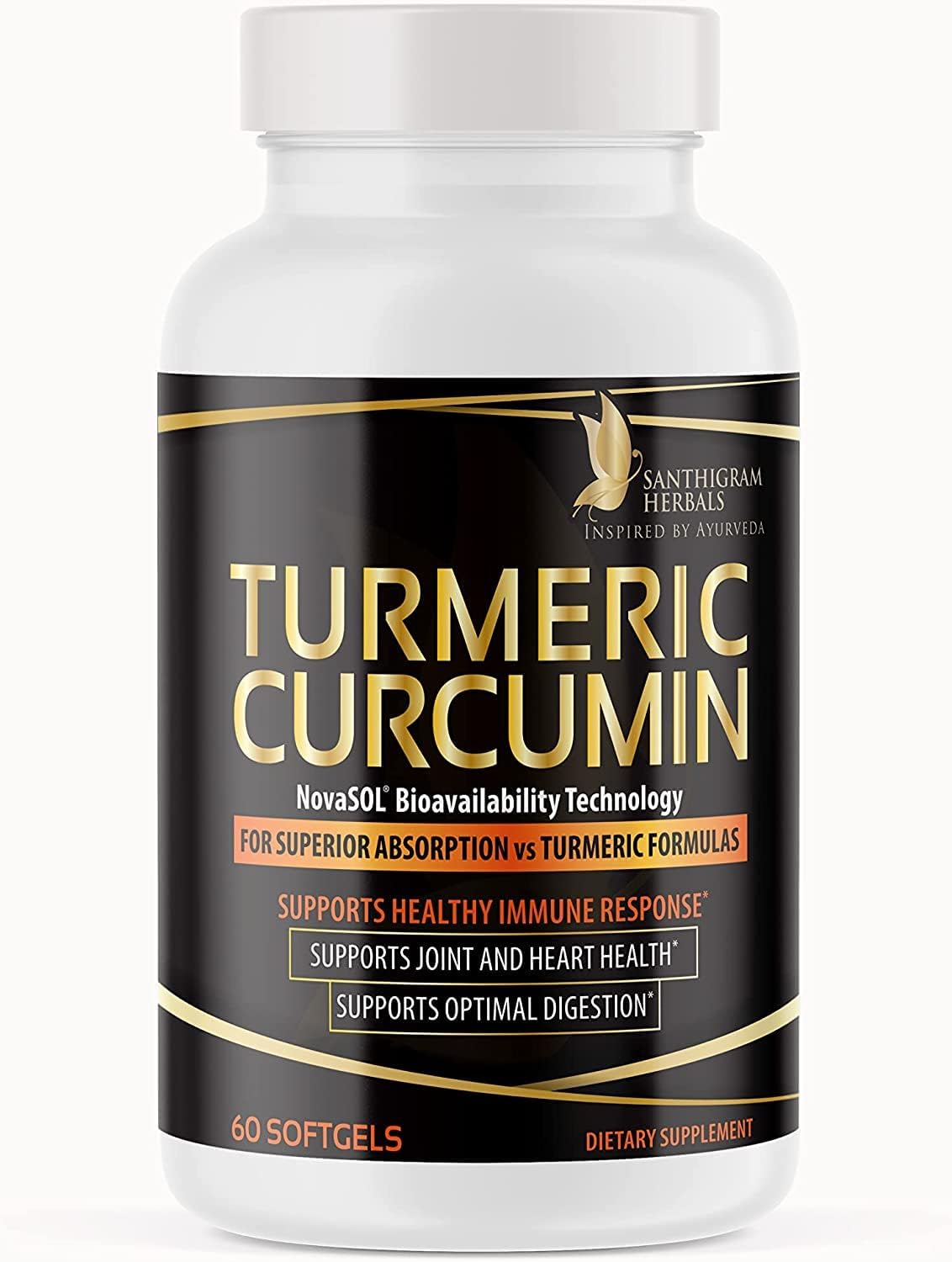 Premium Turmeric Curcumin NovaSOL Supplements - 1000mg for Joint Mobility & Immunity
