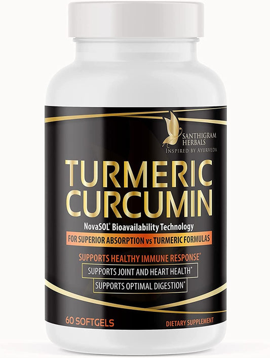 Premium Turmeric Curcumin NovaSOL Supplements - 1000mg for Joint Mobility & Immunity