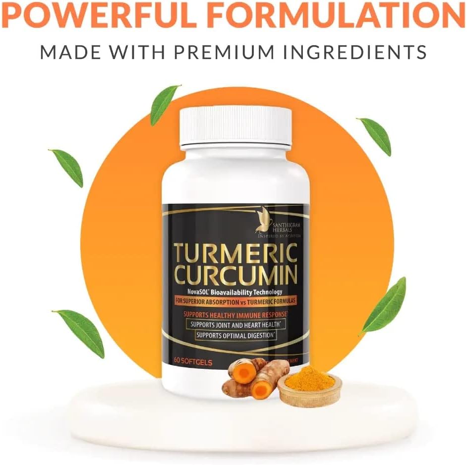 Premium Turmeric Curcumin NovaSOL Supplements - 1000mg for Joint Mobility & Immunity