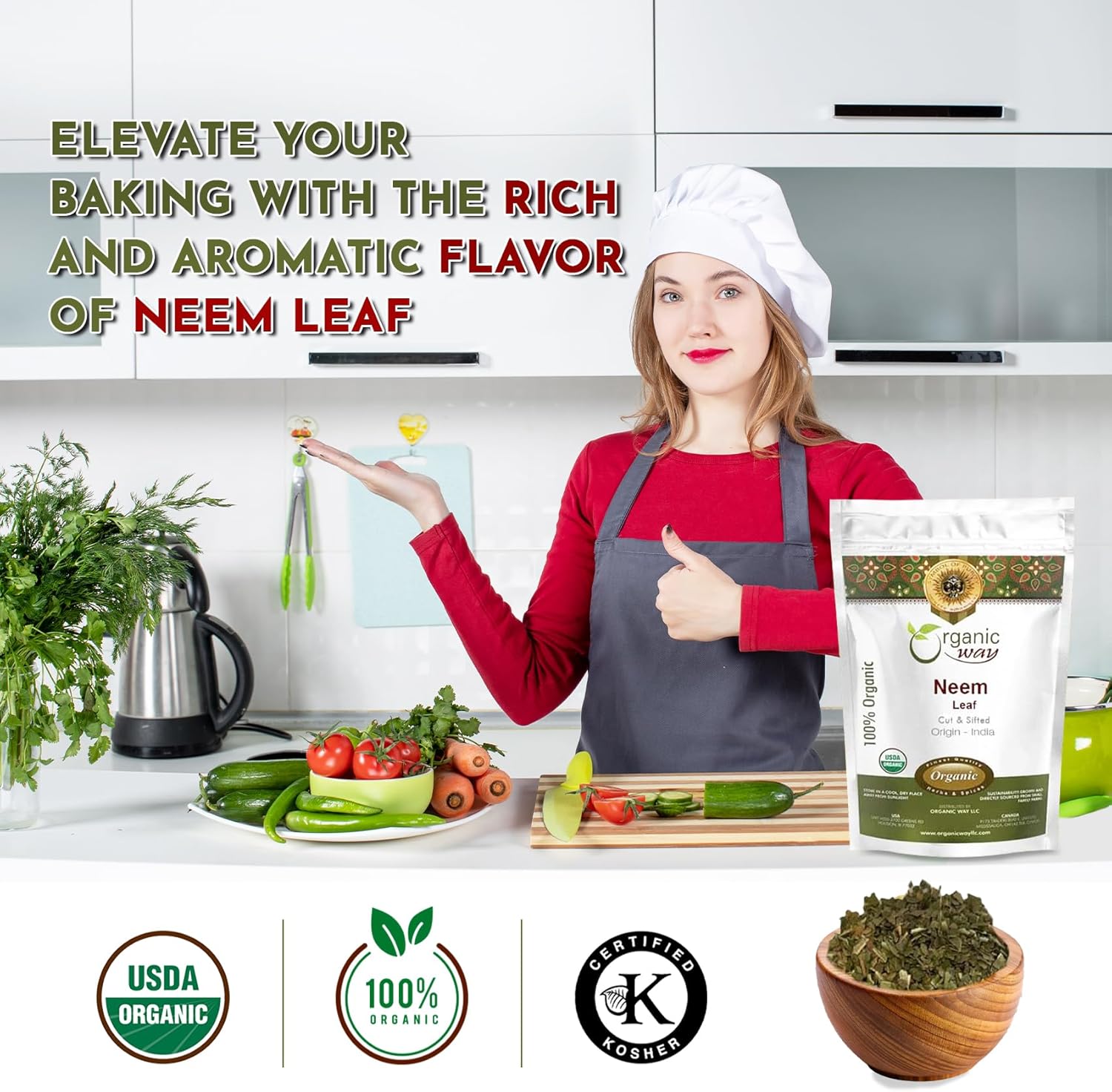 Premium USDA Certified Organic Neem Leaf Cut and Sifted Herbal Tea from India - Non GMO & Gluten Free (16 oz)