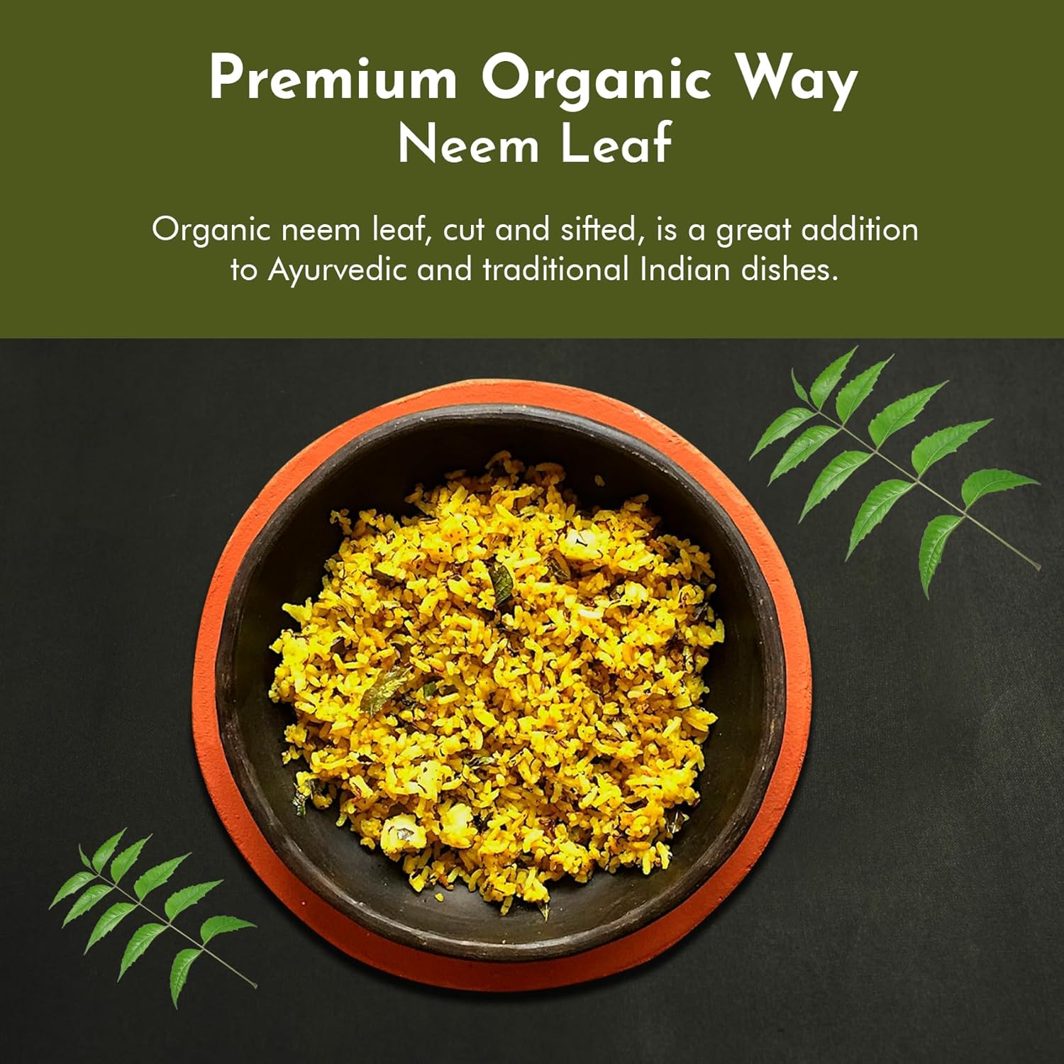 Premium USDA Certified Organic Neem Leaf Cut and Sifted Herbal Tea from India - Non GMO & Gluten Free (16 oz)