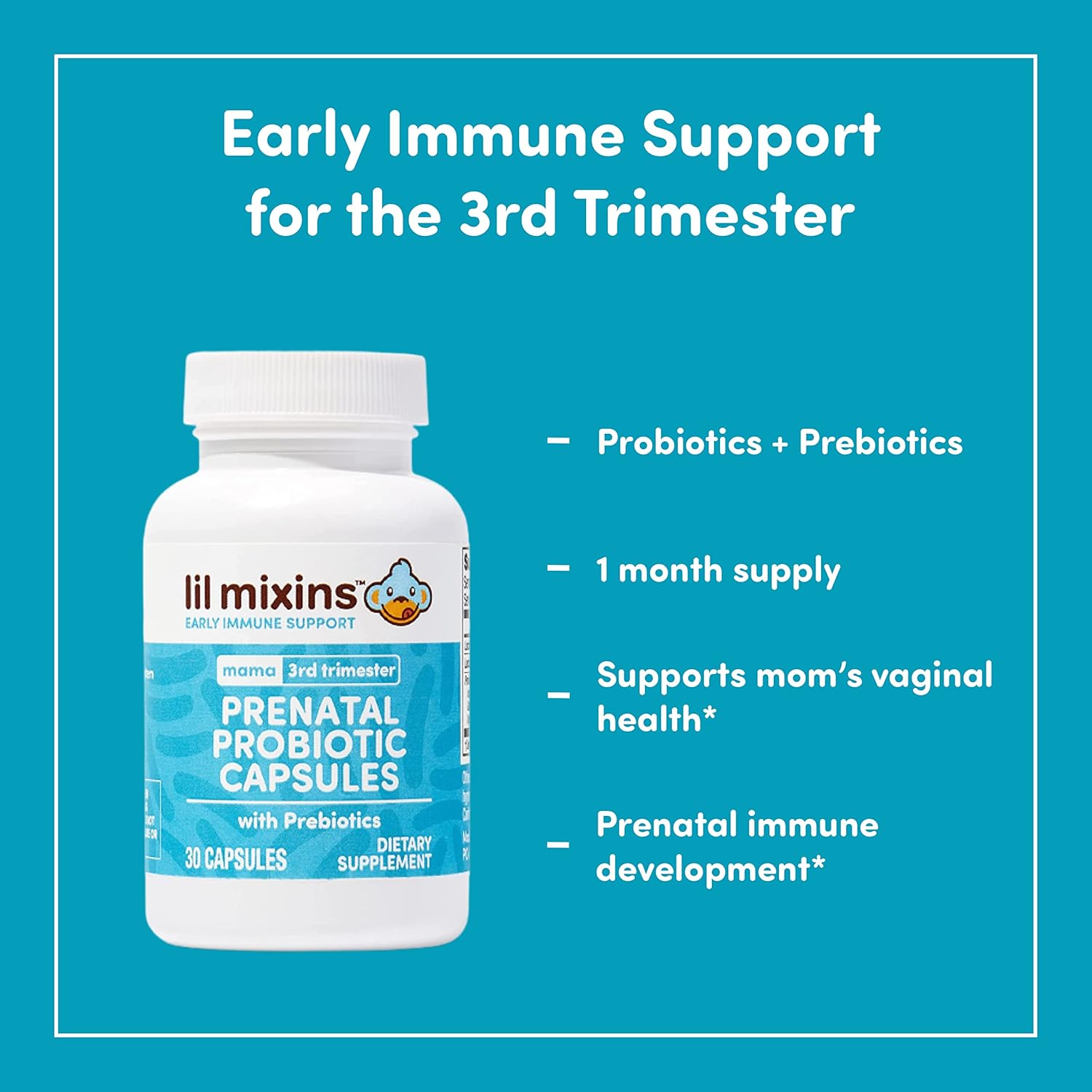 Prenatal Probiotic Supplement for Women & Baby | Immune & Feminine Health Support | L Rhamnosus & Acidophilus | 1 Month Supply