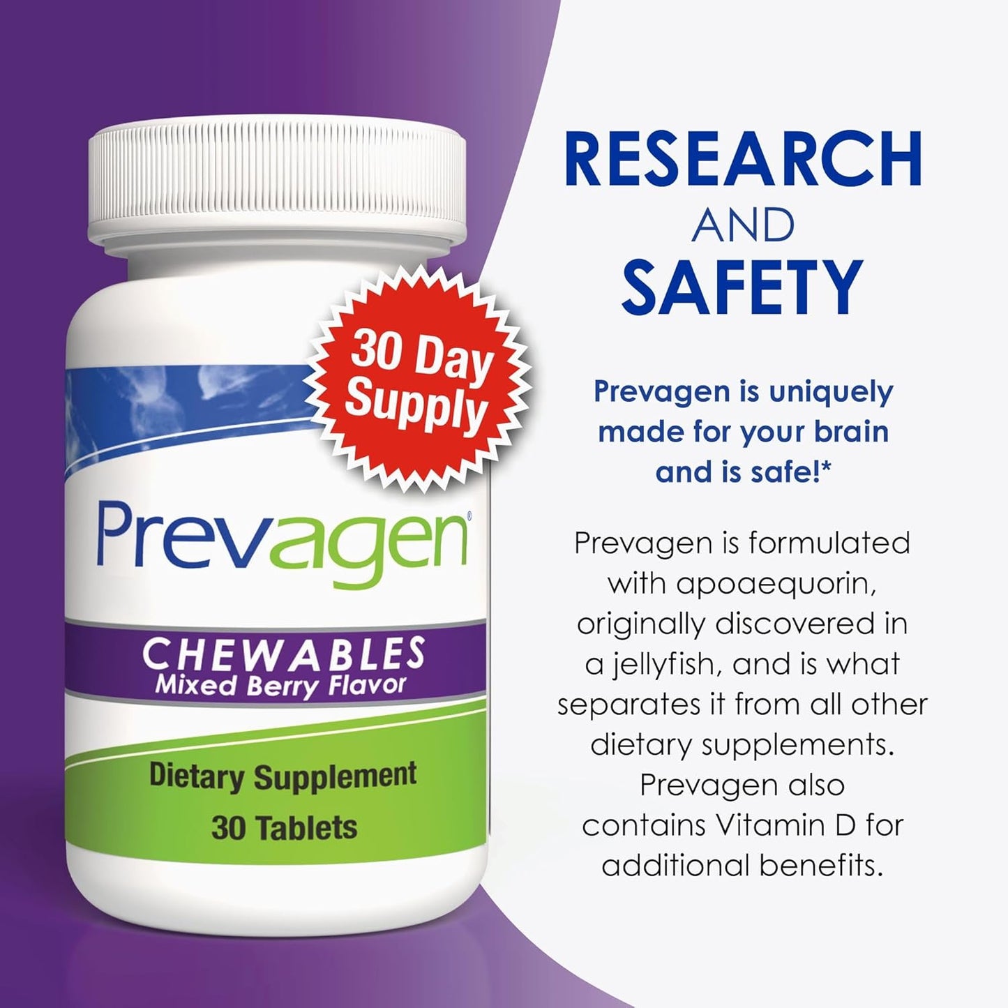 Prevagen Regular Strength Mixed Berry Chewables 10mg - 3 Pack with Apoaequorin & Vitamin D - Includes Stackable Storage Box
