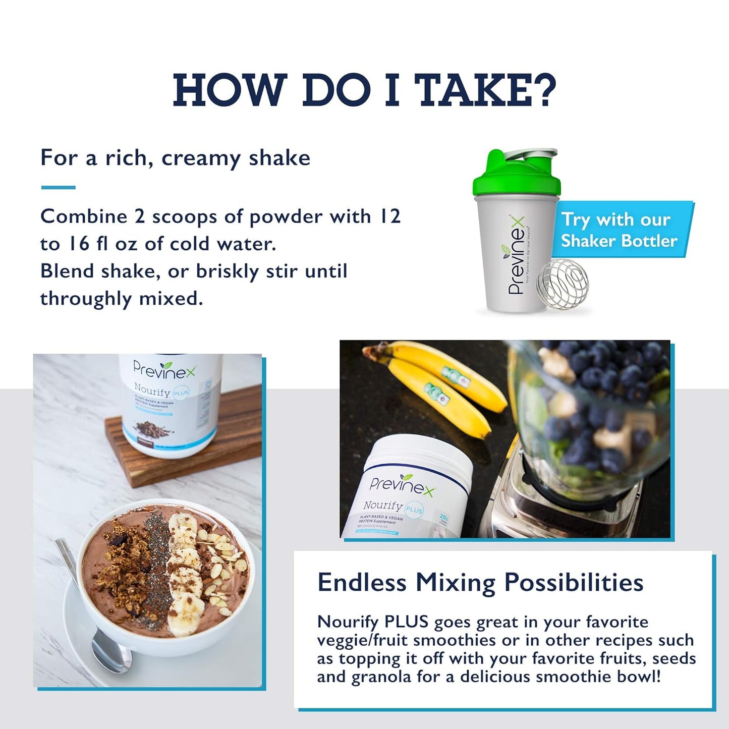 Previnex Nourify Plus Chocolate Plant Based Protein Shake - Vegan Powder, High Protein, Low Sugar, Gluten/Soy/Dairy Free (29.3 oz)