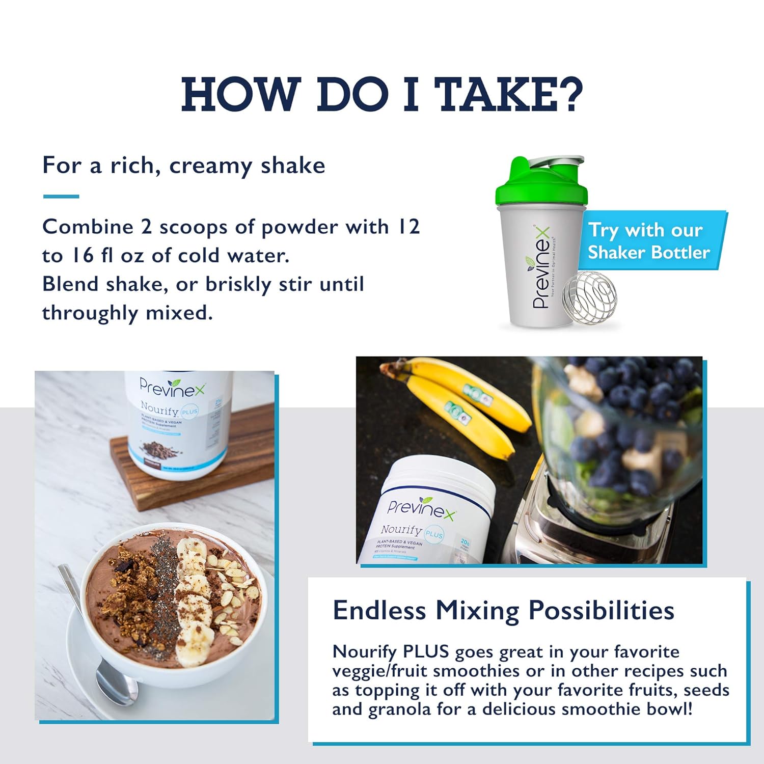 Previnex Nourify Plus Chocolate Plant Based Protein Shake - Vegan Powder, High Protein, Low Sugar, Gluten/Soy/Dairy Free (29.3 oz)