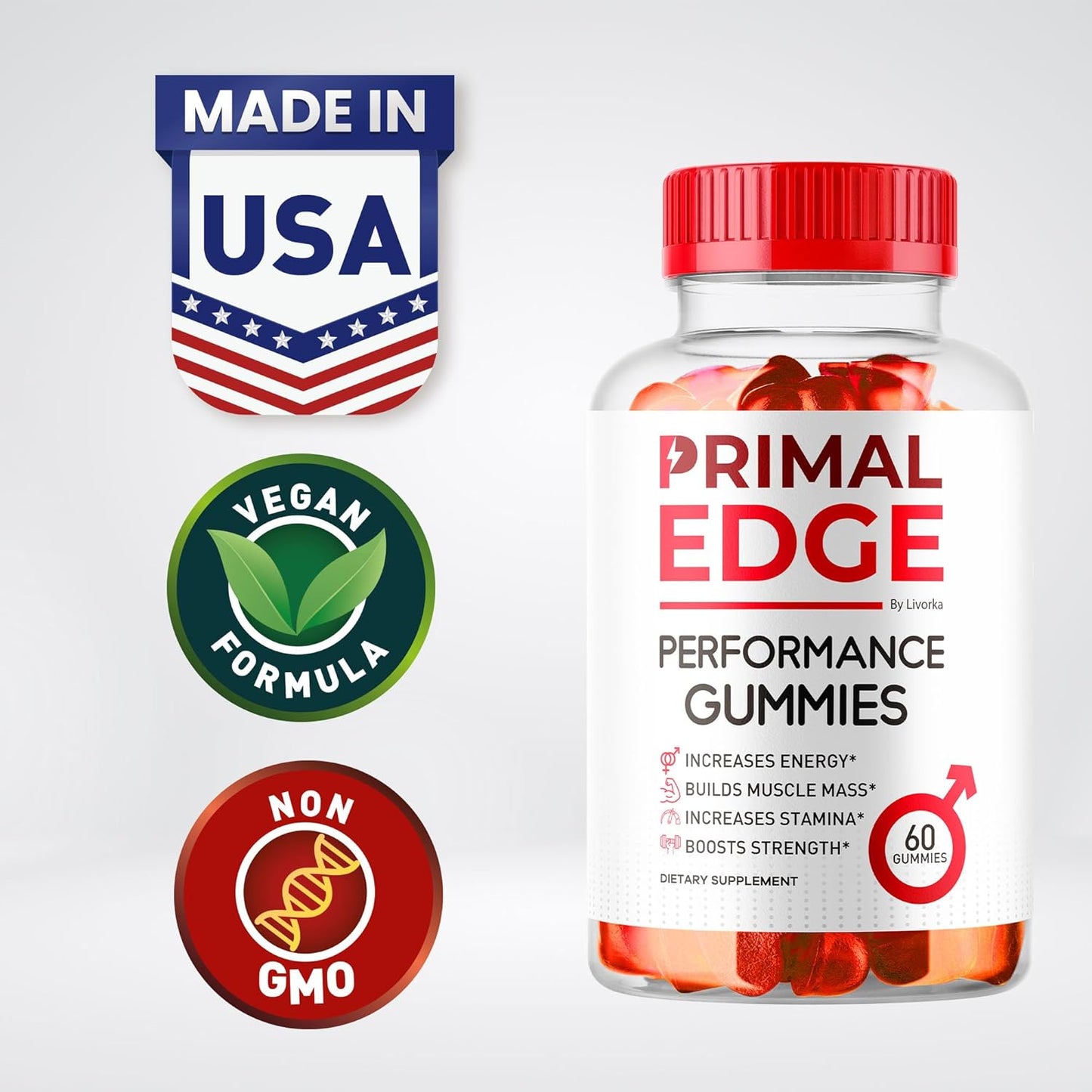 Primal Edge Men's Gummies 2 Pack - Advanced Formula Support Supplement for 2 Months